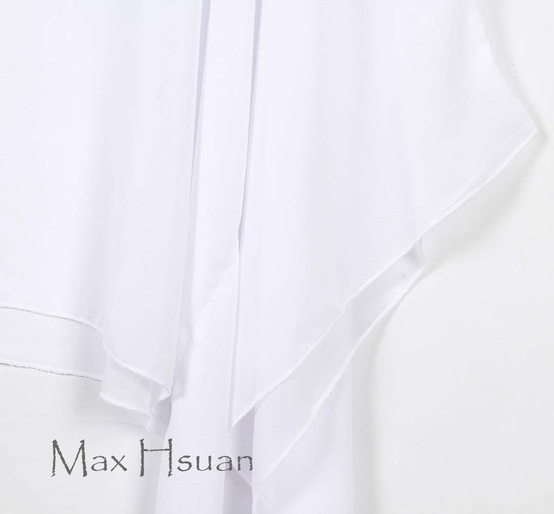 Max Hsuan Womens Summer Solid Sheer Batwing Blouse Chiffon Caftan Poncho Tunic Top Plus Size Cover up White - Image 5